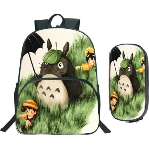 My Neighbor Totoro School Bags Students School Backpack Fashion Surprise Gift School Rucksack (2 Set / Backpack+pencil Case)
