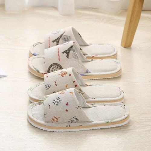 Women Casual Floral Indoor Home Slippers Flower Soft Slippers Spring Autumn Flip Flops Female Linen Slides Slippers