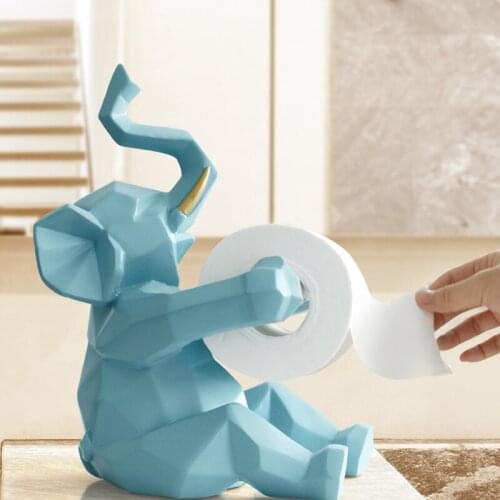 Nordic Art Resin Elephant Tissue Holder Simple Home Living Room Coffee Table Cute Cartoon Elk Roll Paper Tube Desktop Tissue Box