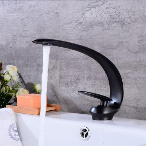 Bathroom Basin Faucet Black Oil Solid Brass Unique Design Sink Mixer Tap Hot and Cold Sink Faucet 4 colors