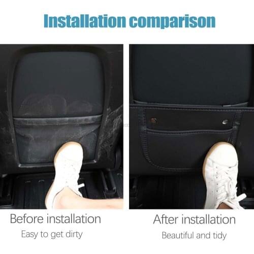 SPEEDPARK 2PCS Car Storage Bag Seat Back Anti-kick Mat Leather Protective Pad For Tesla Model 3 Model Y Protector Accessories