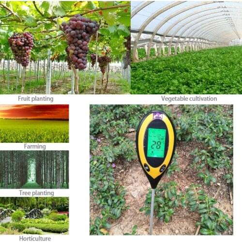 4 IN 1 Soil Tester Humidity Detector Digital PH Meter Soil Moisture Monitor Hygrometer Gardening Plant Lignt Sunlight Tester