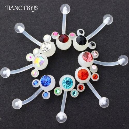 TIANCIFBYJS Piercing 2018 Summer Beach Acrylic Cyrstal Lovely Navel Rings Belly Button Bar Body Jewelry Tragus Helix