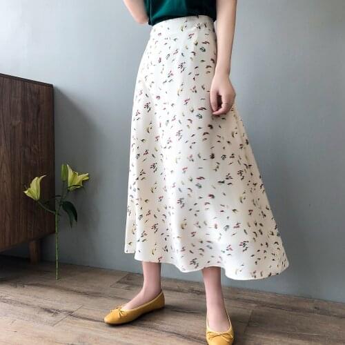 Spring Floral Chiffon Skirt Female 2021 New Korean High Waist Loose Long A-line Skirt 9565