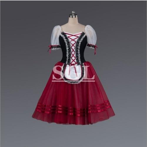 Aduilt/Girls Giselle Tutu Skirt For Ballet Performance Competition Yellow/Burgundry 5 layers Soft Tulle Skirt With PantsAT1528