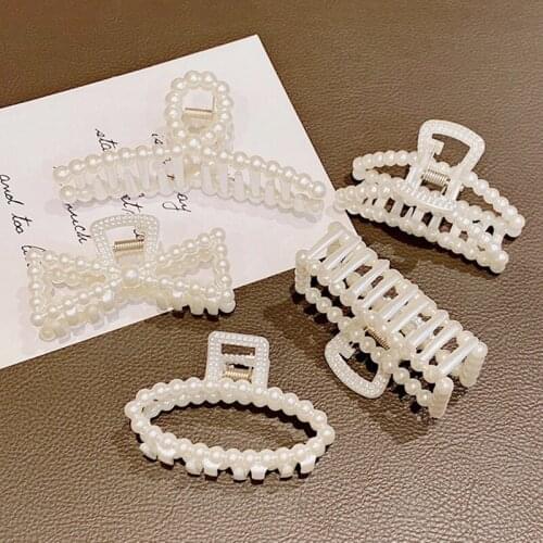 1 PC Women Girls Elegant Full Pearls Geometric Hair Clips Sweet Hair Ornament Hairpin Barrette Headband Hair Accessories