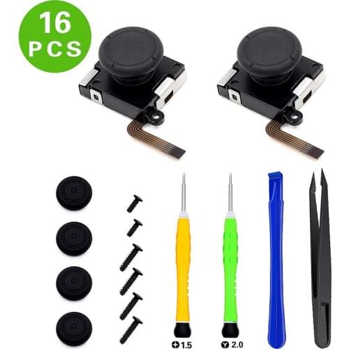 16 in 1 Replacement 3D Analog Joystick Thumb Stick For Nintendo Switch Joy Con Controller Sensor Module Accessories Tool Kit