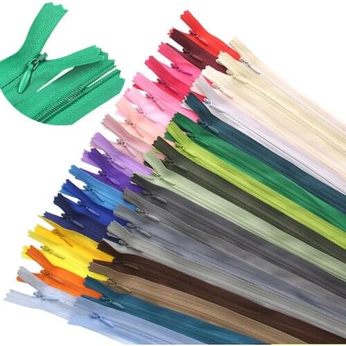 10pcs 6 Inch-24 Inch (15cm-60cm) Invisible Zippers Nylon Coil Zippers for Tailor Sewing Crafts Bulk Zippers Pull Charms 25 Color
