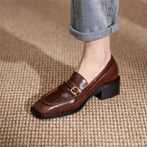Women Flat 2021 Genuine Leather Sneakers Slip on Oxford Loafers Flats Platform Brogues Ladies Summer Gladiator Shoes brown black