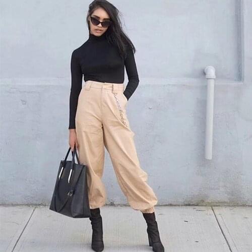 WSYORE Casual Wide Leg Camo Pants Women 2021 New Spring and Autumn Hight Waist Chain Streetwear Long Trousers Cargo Pants NS402