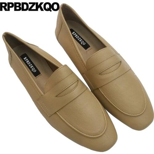 Women Slip On Flats Chinese British Style Loafers Square Toe Footwear Ladies Casual Cheap Shoes China Designer Japanese 2021
