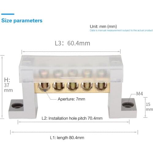 1pcs 5/7/10 Hole Wire Screw Terminal Block Ground row Copper High Bridge Type Wire Terminal Block Electrical Accessories