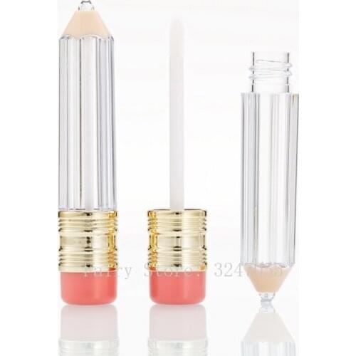 10/20pcs 5ml Pencil Shape Lip Gloss Tube Empty Plastic Lip Balm Tubes Transparent Lipstick Cosmetic Packing Container Wholesale