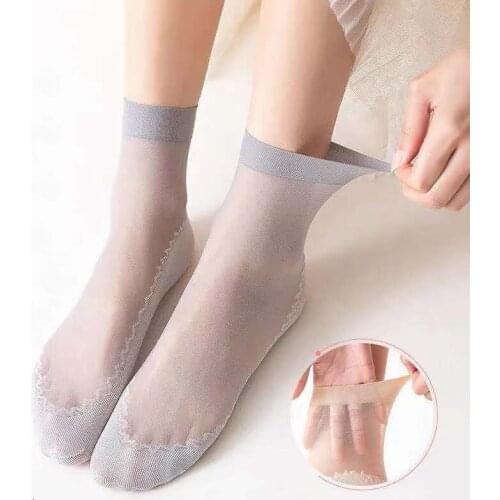 5 Pairs/ Lot female Socks Womens Summer Thin Silk Breathable Short Silk Stockings Girls sweat-absorbent non-slip ladies socks
