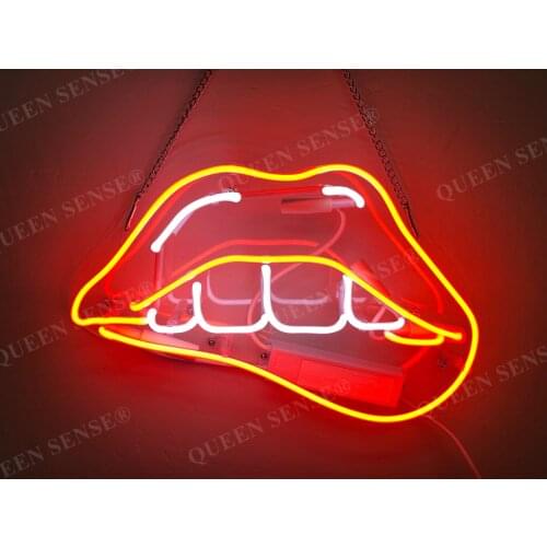 14“ Lips Acrylic Custom Neon Light Lamp Sign Beer Bar C Handmade Artwork Real Glass Decorate Home Wall Room Windows Tube Artwork