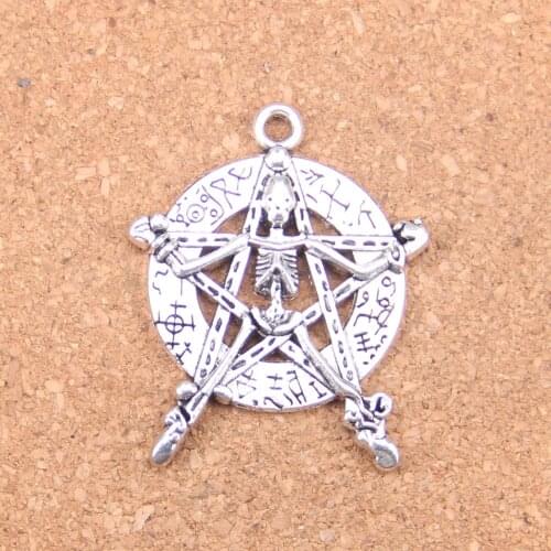 15pcs Charms pentagram skeleton 43x35mm Antique Pendants,Vintage Tibetan Silver Jewelry,DIY for bracelet necklace