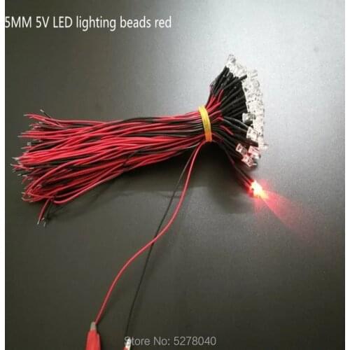 5V lighting beads 5MM Transparent highlight 20cm red yellow blue green white warm white pink orange purple 50pcs/lot