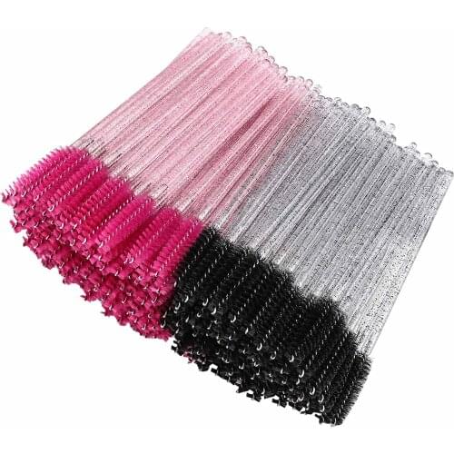 500pcs/lot Disposable Mascara Wands Eyelash Extension Nylon Makeup Brushes Crystal Handle Eyelashes Brush Beauty Tools