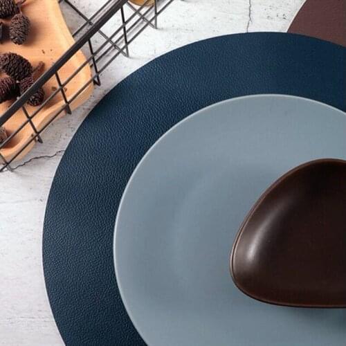 6Pcs/Set PU Leather Coaster Cup Mat Double Side Color Waterproof Coaster Table Heat Insulation Placemat Coffee Tea Pad 4 Colors