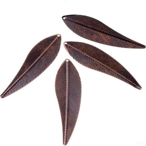 Free shipping 60Pcs Copper Tone Leaf Filigree Wraps Connectors Metal Crafts Gift Decoration DIY 2x7cm