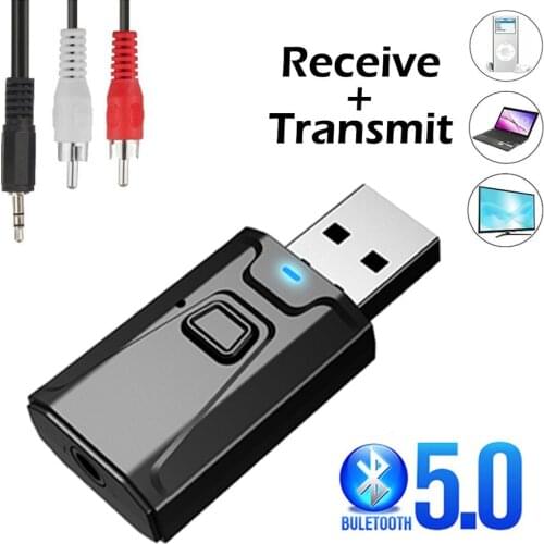 Bluetooth 5.0 Audio Receiver Transmitter AUX USB 3.5mm Jack RCA & Mic Handsfree Call For TV Car PC Music Stereo Wireless Adapter
