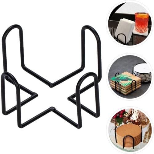 1pc Coaster Holder Iron Round Tray Cup Mat Organizer Round Coaster Rack