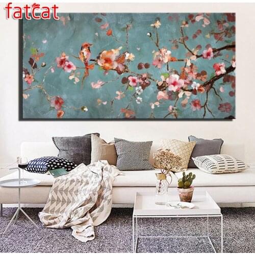 FATCAT Abstract flowers and birds Large Diy Diamond Painting Full square round drill 5d Diamond Embroidery Mosaic kits AE2312