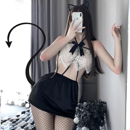 Kawaii Lingerie Babydoll Erotic Pajamas Sexy Live Show Lace Nightdress Female Lace Nightdress Lenceria Erotica Mujer Sexi