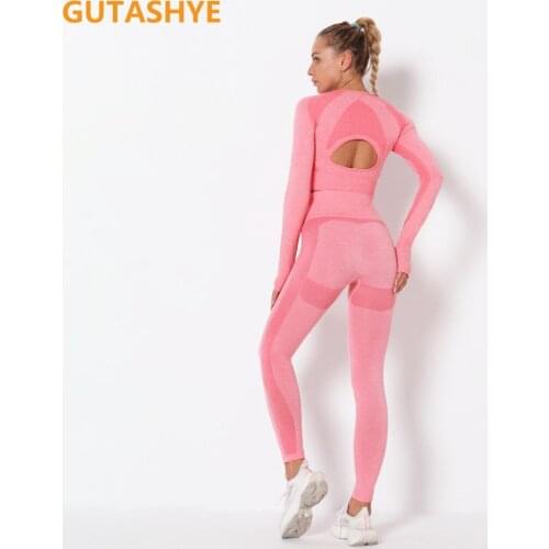 Yoga Set Seamless Ensemble Sexy Thumb Hole Sport Suit Women Sportswear Fitness Set Workout Gym Wear Running Clothing Tracksuit