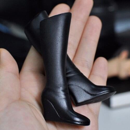 Hot Sales 1/6 Black Female leather Shoes FS-15 High-Heeled Boots For 12" Action Figure Body Mody Accessory Toys