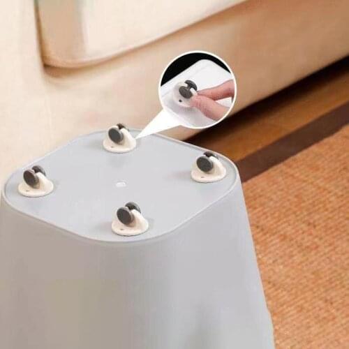 4PCS Universal Wheels Multifunction Rotating Pulley For Storage Basket Trash Bin Bottom Wheels Movable Accessories Wheels