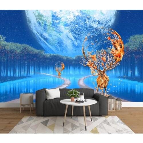 Customize landscape 3d wall paper sticker For living room bedrooms living 3d wallpaper TV backdrop