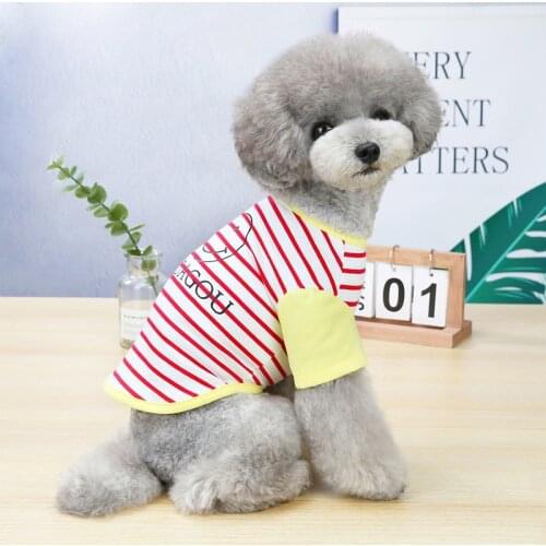 2021New Summer Fashion Striped Cute Printed Dog Clothes Puppy Pet Cat Dog Smile T-Shirts For Small Chihuahua Dogs Supplies