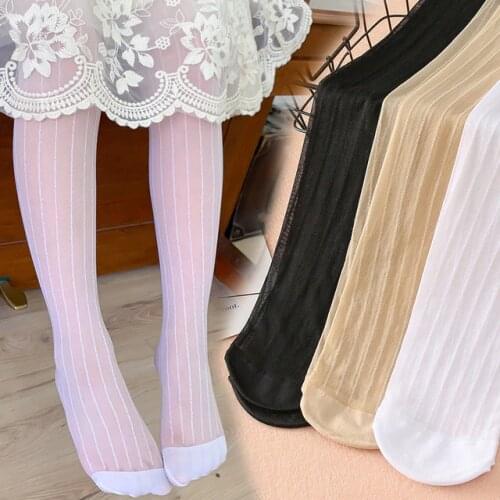 2020 summer new fashion ultra-thin vertical stripes children pantyhose kids girls tights anti-hook mesh pantyhose