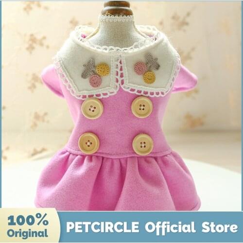PETCIRCLE New Dog Puppy Clothes Purple Cherry Woolen Dress Pet Cat Fit Small Dog Spring&Autumn Pet Costume Dog Cloth Dog Skirt