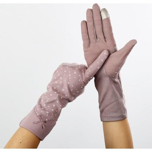 New Arrive Women Cotton Gloves Sunscreen Slip-resistant Gloves Female UV Protection Gloves