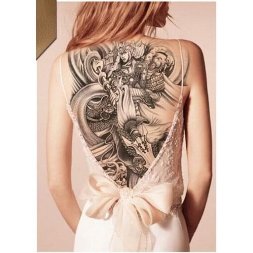 New Large Sexy Black Removable Waterproof Temporary Tattoo Dragon God Skull elephant Fake tattoos full back Body Chest Stickers