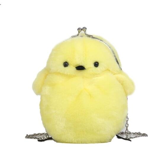 New plush shoulder bag cute chick clip mobile phone bag coin purse soft girl cartoon messenger bag