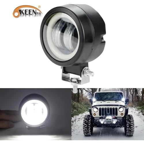 OKEEN 4inch Round LED Work Light 12V-80V Angel Eyes Light Bar Spot Light 20W White 4x4 Offroad Motorcycle Car Boat Led Worklight