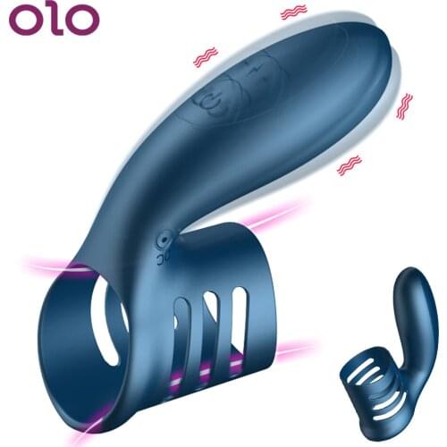OLO Strap-on Sleeve Electric Penis Shock Ring Vibrator Clitoris Stimulate Male Cork Rings Sex Toys For Man Couples Adult Product