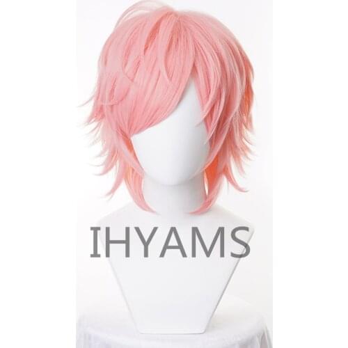 Anime Yarichin Bitch Bu Club Ayato Yuri Pink Short Cosplay Wig Cosplay Halloween Role Playing + Free Wig Cap