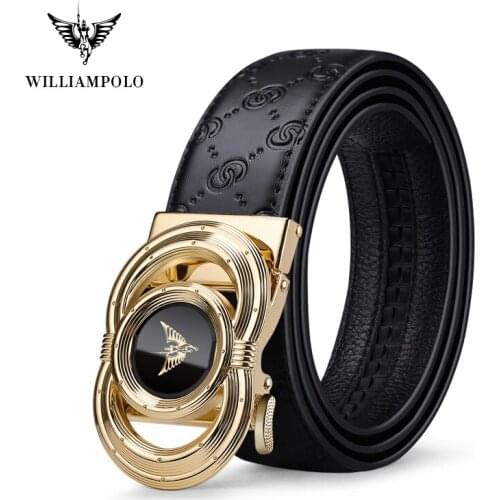 Williampolo High Quality Brand Mens Belts Fashion Male Waistband Genuine Leather Belt Automatic Buckle Mens belt PL20095-96P