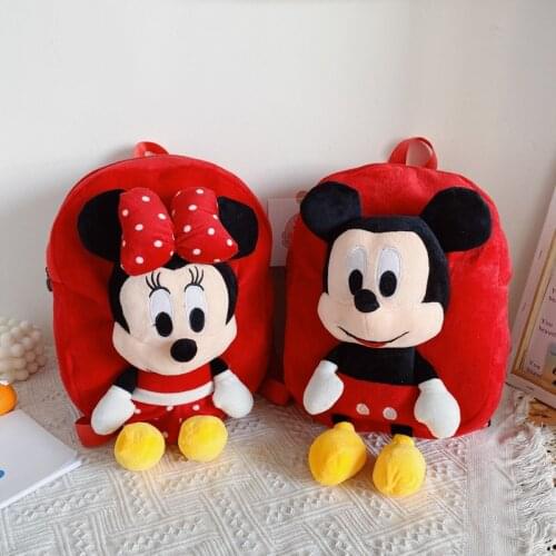 Cute Minnie Mouse Backpacks Cartoon Mickey Mouse Plush Backpacks with Doll Baby Backpack for Kindergarten Cute Doll Mickey Bag