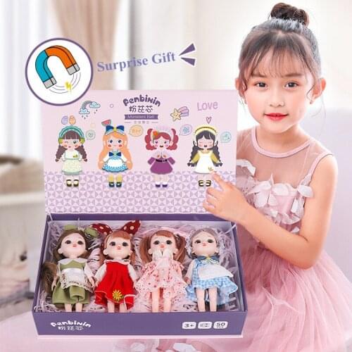 BJD Doll 3D Blink Eyes Barby Doll Dress Up Play House Toys Girl Barbi Dollfige Fashion Princess Clothes Suit Christmas Gift Box