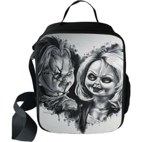 Horror Movie Childs Play Chucky Cooler Lunch Bag Cartoon Girls Portable Thermal Food Picnic Bags for School Kids Boys Box Tote