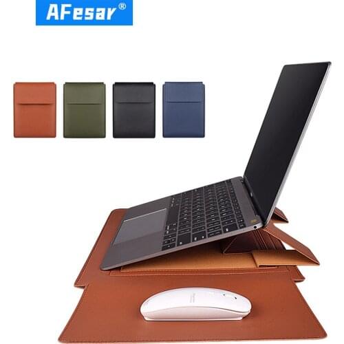 For Huawei Lenovo Xiaomi Macbook 11.6 13.3 15.4 inch Multifunctional Stand Laptop Sleeve Bag PU Leather Sleeve Bag Case