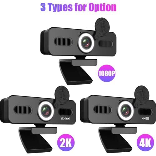 2160P HD Webcam Computer Webcam with Microphone USB PC Web Camera w/ Fill-in Light Free Drive for Recording Calling Conferencing