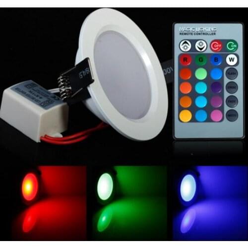 3W 5W 10W RGB LED Downlight AC85-265V Color Changing Recessed Panel Light Bulb Lamp With Remote Control for Hallway Wall Lights
