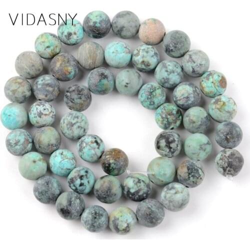 Natural Dull Polished Africa Turquoises Stone Beads For Jewelry Making 4mm-10mm Round Spacer Beads Diy Bracelet Necklace 15