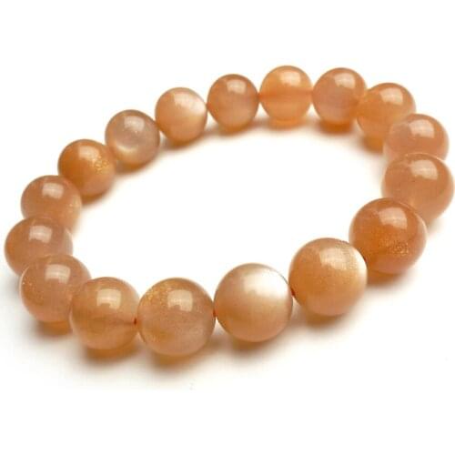 12mm Healing Crystal Stretch Round Bead Bracelets Women Men Genuine Gems Natural Sunstone Bracelet Drop Shipping